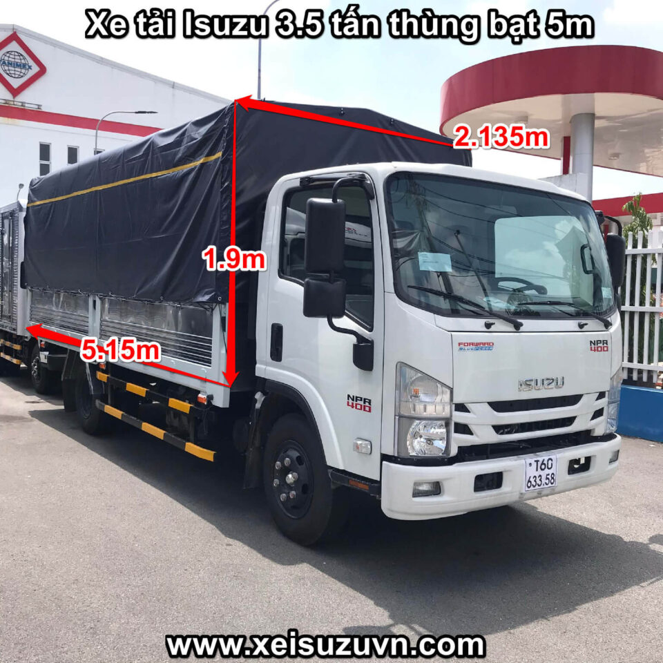 Mua xe tải isuzu npr 400 35 tấn thùng bạt mới nhất năm 2023