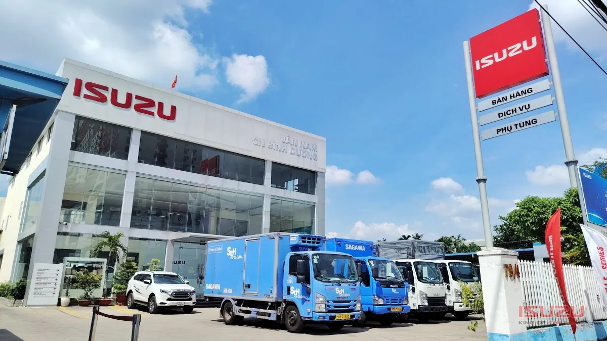 Mặt tiền showroom isuzu bình dương – đại lý chính hãng xe tải isuzu tại thuận an