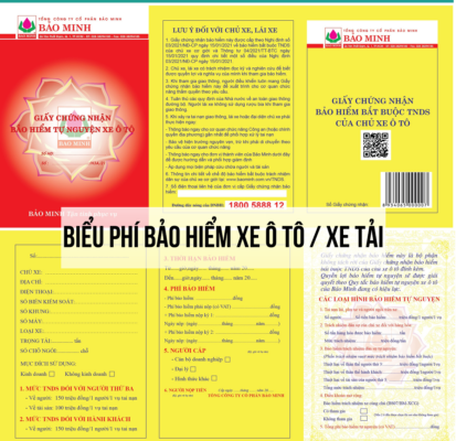 Biểu phí các loại bảo hiểm xe ô tô mới nhất