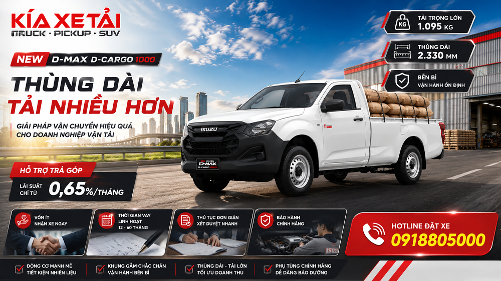 Isuzu tung bản bán tải "cày thùng" mới: d-max d-cargo 1000 giá từ 492 triệu, chở gần 1,1 tấn